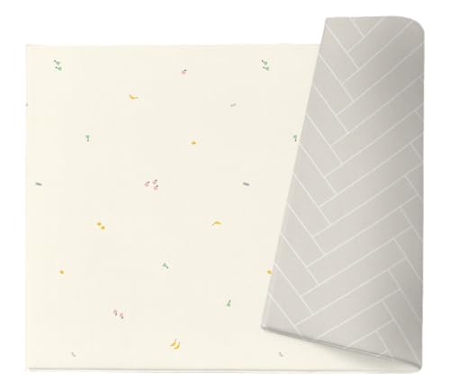 PARKLON(パークロン)やわらかクッションマット (日本子育て支援大賞2025受賞)(韓国アトピー協会推薦商品) (抗菌/防水/特級防音/防炎/低反発) リバーシブルプレイマット (Minimal fruits, 190×130×1.2cm) 画像1