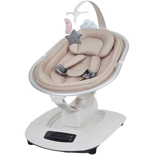 Thinkmax ベビーバウンサー 電動ベビースウィング Bluetooth&リモコン対応 音楽内蔵 5段階揺れ調節 角度調節可能 電動バウンサー 丸洗い可能 ベルト付き 0ヶ月~ 出産祝い ベージュ IB801 1枚目 画像