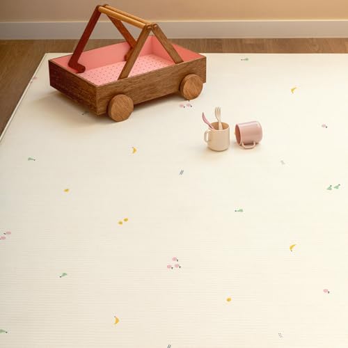 PARKLON(パークロン)やわらかクッションマット (日本子育て支援大賞2025受賞)(韓国アトピー協会推薦商品) (抗菌/防水/特級防音/防炎/低反発) リバーシブルプレイマット (Minimal fruits, 190×130×1.2cm) 最後 画像