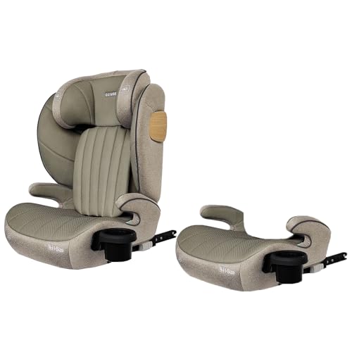 ＧＵ ＭＯＤＥ ジュニアシート チャイルドシート ISOFIX/シートベルト両対応2WAY仕様 3歳頃～12歳(身長100-150cm) R129適合 5年保証 カップホルダー付 シートベルト固定 背もたれ取り外し可 (メッシュタイプ, ブラウン) 画像1