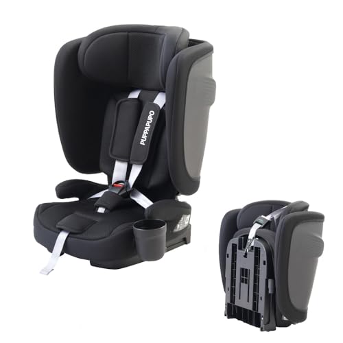 プッパプーポ 折りたたみ チャイルドシート R129 i-Size ISOFIX コンパクト ジュニアシート (25ブラック) 1枚目 画像