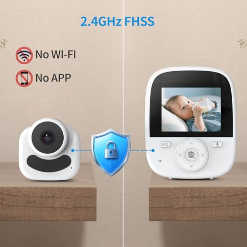 Vizolinkベビーモニター 見守りカメラ 双方向音声通信 2.8インチ画面 夜視機能 AIノイズキャンセリング 温度監視 タイマー給餌リマインダー APPやWifi不要 中間 画像