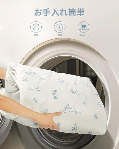 Fortella プレイマット ベビーマット 120x120x極厚2cm 折りたたみ 赤ちゃん 子供ゲームパッド 赤ちゃんプレイマット 滑り止め 防音 安全素材 一枚入り 海洋風xホワイト 中間 画像