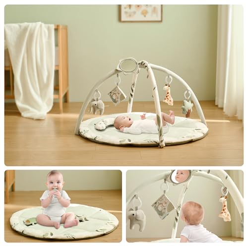 Fortella ベビージム プレイジム baby gym 赤ちゃん 新生児 プレイマット おもちゃ メリー 0ヶ月 5ヶ月 1歳 知育玩具 人気 出産祝い プレゼント 赤ちゃん向けジム (セージグリーン) 最後 画像