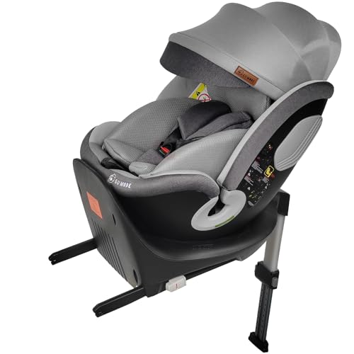 ＧＵ ＭＯＤＥ チャイルドシート ジュニアシート 新生児～12歳頃（身長40-150cm）（0-36kg）360° 回転式 ISOFIX対応 R129適合 サポートレッグ付き シートベルト固定 ロングユース 取付簡単 5年保証 メッシュタイプ (グレー・ライトグレー, フレックスシェード付き) 画像1