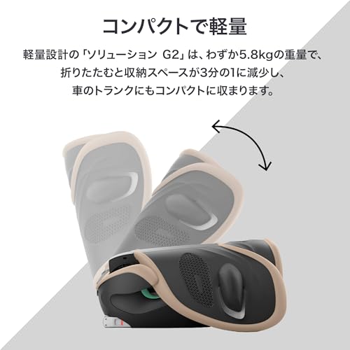 Cybex サイベックス【公式】ソリューション G2 ムーンブラック プラス 折りたたみ、ISOFIX 固定、R129適合、12歳まで使える、ロングユース、軽量、ジュニアシート (cybexオリジナルリフレクターバンド付き) 中間 画像
