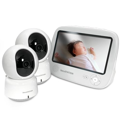 SecuSTATION セキュベビーネット スマホ対応 ベビーモニター 5インチ 大画面 温度センサー 夜間暗視 赤く光らない 泣き声検知 子守歌機能 見守りカメラ 赤ちゃん ベビー みまもり モニター 国内取扱品 防犯設備士推薦 国内メーカー (カメラ2台+専用モニター) SC-TB53K 1枚目 画像