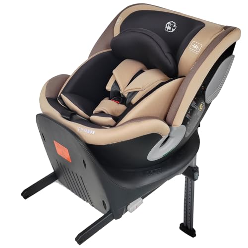 ＧＵ ＭＯＤＥ チャイルドシート ジュニアシート 新生児～12歳頃（身長40-150cm）（0-36kg）360°回転式 ISOFIX対応 R129適合 サポートレッグ付き シートベルト固定 ロングユース 取付簡単 5年保証 コットンタイプ (本体, ブラウン・ブラック) 画像1