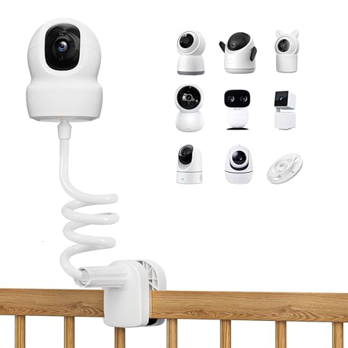 KSYNIUベビーカメラ スタンド クリップタイプ ベビーモニターマウント フレキシブルアーム 360度回転可能 アームスタンド 最大80cmまで伸縮可能 穴あけ不要 工具不要 安定 簡単取り付け 1/4インチのネジ穴を持つネットカメラ/室内/防犯/監視/ペットかめらに対応 (クランプ + マウント台座) 画像1