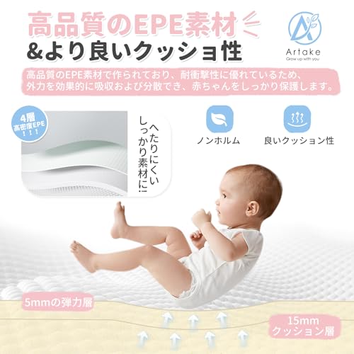 プレイマット-Artake プレイマット 赤ちゃん 収納しやすい ジョイントマット 厚手 折りたたみ 防水 防音マット ベビーマット 120*160*4 グレー 中間 画像