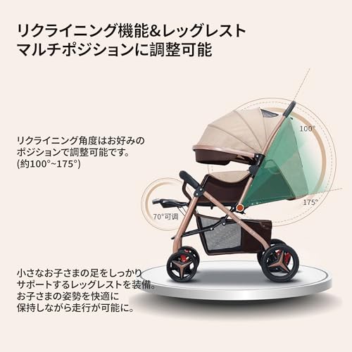 ベビーカー A/B型 軽量 コンパクト 新生児 折りたたみ リクライニング 36か月まで 中間 画像