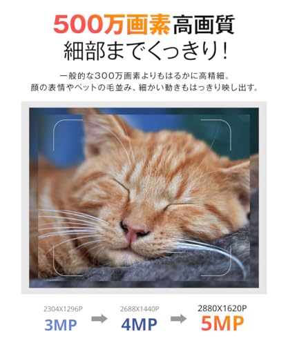 【500万画素・GoogleTV対応】Skyworth ペットカメラ iphone対応 見守りカメラ ベビーモニター スマホ連動 ネットワークカメラ 赤ちゃん カメラ 録画機能付き 監視カメラ 室内 赤ちゃん モニター ベビー/ペット/高齢者 双方向通話 家庭/会社/店用 遠隔操作 防犯カメラ 360°自動追尾 夜間撮影 動体検知 中間 画像