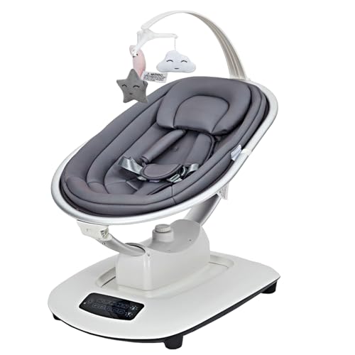 Thinkmax ベビーバウンサー 電動ベビースウィング Bluetooth&リモコン対応 音楽内蔵 5段階揺れ調節 角度調節可能 電動バウンサー 丸洗い可能 安全ベルト付き 0ヶ月～ 出産祝い グレー IB801 画像1