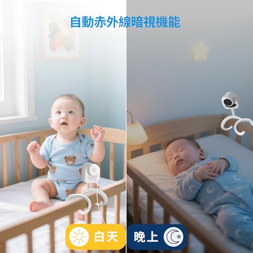 Vizolinkベビーモニター 見守りカメラ 双方向音声通信 2.8インチ画面 夜視機能 AIノイズキャンセリング 温度監視 タイマー給餌リマインダー APPやWifi不要 中間 画像