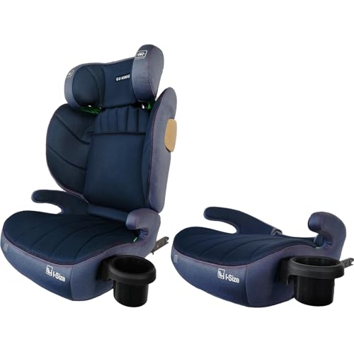 ＧＵ ＭＯＤＥ ジュニアシート チャイルドシート ISOFIX/シートベルト両対応2WAY仕様 3歳頃～12歳(身長100-150cm) R129適合 5年保証 カップホルダー付 シートベルト固定 背もたれ取り外し可 (メッシュタイプ, ブルー) 画像1