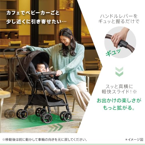 Aprica(アップリカ) A型ベビーカー ラクーナクッションフリー AD 1か月~36か月まで 軽量 両対面 オート4輪 4輪フリー (ブラック) 【2024年モデル】 2197413 中間 画像