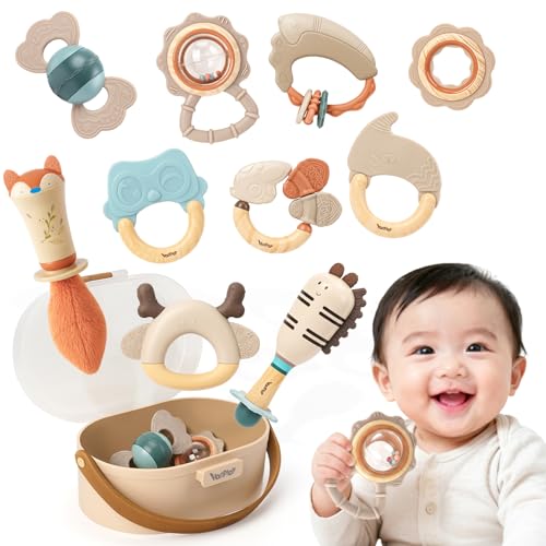 赤ちゃん おもちゃ 0歳 がらがら ラトル 歯固め 赤ちゃん 出産祝い 男の子 女の子 新生児 おもちゃ 3ヶ月 6ヶ月 9ヶ月 1歳 ベビーグッズ 誕生日 クリスマス プレゼント (10 PCSセット) 1枚目 画像