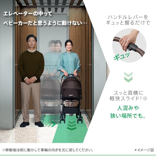 Aprica(アップリカ) A型ベビーカー ラクーナクッションフリー AD 1か月~36か月まで 軽量 両対面 オート4輪 4輪フリー (ブラック) 【2024年モデル】 2197413 中間 画像