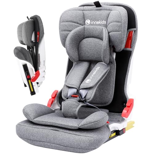 innokids チャイルドシート ジュニアシート ISOFIX対応 1歳から11歳まで コンパクト 折りたたみ 軽量 携帯型 カーシェア 洗える 取り付け簡単(グレー) 1枚目 画像