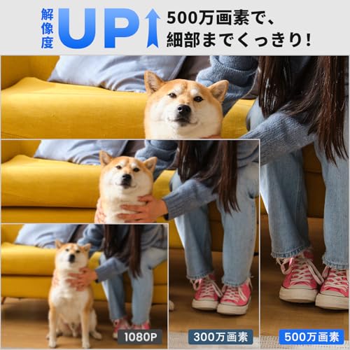 Wansview 500万画素 Q5ネットワークカメラ 5GWi-Fi対応室内防犯カメラ 自動追尾 ペットカメラ ワイヤレス監視カメラ AI検知 ベビーモニター 360度ベビー老人ペット見守り 常時録画 動体検知 双方向音声 暗視撮影 Alexa対応 アプリ無料 ブラック 中間 画像