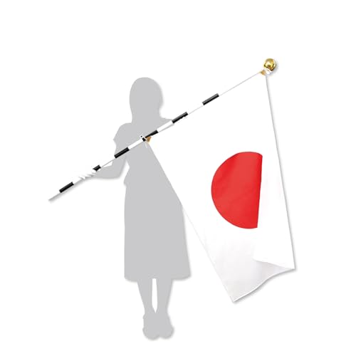 家庭用国旗セット 日の丸 70×100㎝ 安心の日本製 すぐに使えるフルセット 綿100％ 祝日 掲揚 自宅 玄関 金具 簡単 中間 画像