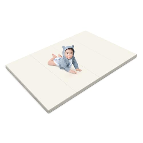 プレイマット-Artake 抗菌ベビープレイマット 収納しやすい リバーシブルPUマット 床暖房対応 厚手4CM 折りたたみ 防水 防音 ノンホルム 両面使用 大判おしゃれ（140*200*4 全ベージュ） 画像1