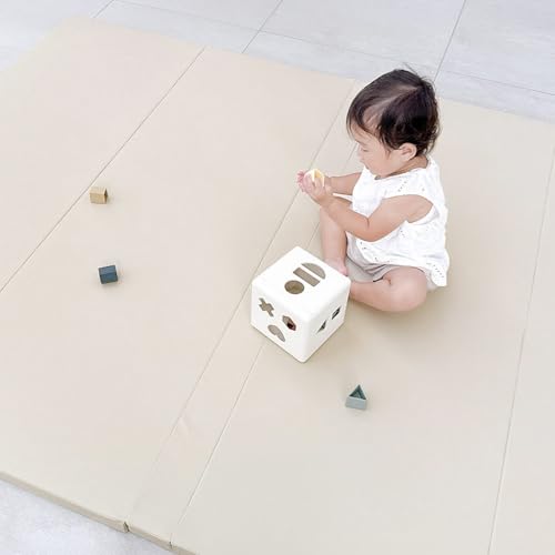 【ひよこクラブ掲載】popomi（ポポミ） プレイマット CLEAN (オールアーモンド, 120×160cm) 画像1