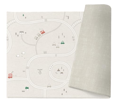 PARKLON(パークロン) やわらかクッションマット (抗菌/防水/防音/防炎/低反発) リバーシブルプレイマット (210×140×1.2cm, Around town) 画像1