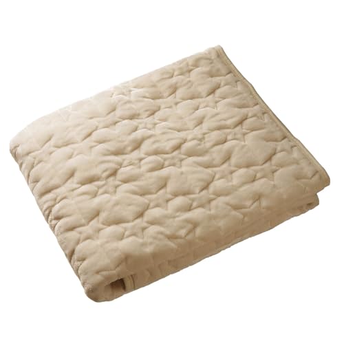 プレイマット カバー (120 160) (140 200) (160 200) シームレス 洗える 赤ちゃん ベビー マット フランネル 四隅ゴム 敷パッド 滑り止め フロアマット 洗濯 出産祝い おしゃれ 秋 冬 ちゃいなび AngeSmaile (アンジュスマイル) (ベージュ・星, Sサイズ(160x120cm)) 画像1