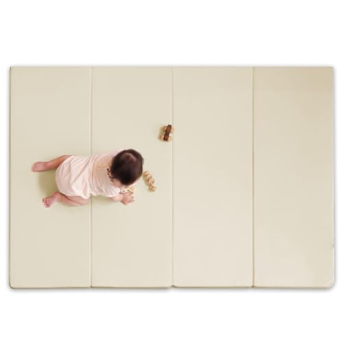 (ケラッタ) プレイマット 折りたたみ リバーシブル 赤ちゃん 1級防音 防水 厚手 (ベージュ,160×120cm) 画像1