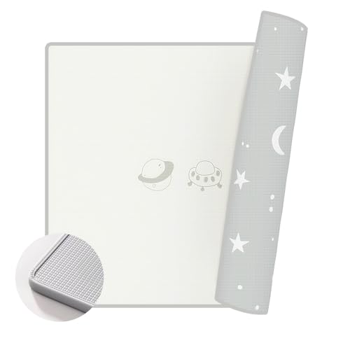 First.B プレイマット リバーシブルマット 赤ちゃん ジョイントマット ベビーマット 防音マット 昼寝マット シームレス 床暖房対応 両面使用 高密度XPE素材 厚さ2㎝ お手入れ簡単 収納しやすい (グレー, 200X140㎝) 画像1