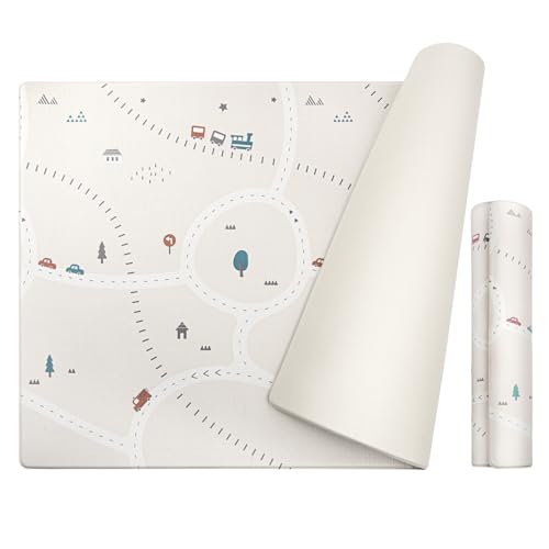 【保育士&妊婦整体師W監修】 popomi もちもち プレイマット 赤ちゃん マット | もっちり 抗菌 両面使用 騒音防止 滑りにくい 防水 | (ビビッドtown, 140x200cm) 1枚目 画像