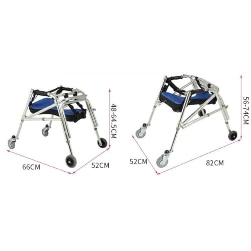 Angoda 小児用歩行器 コンパクト 一方向折りたたみ ローラー設計 高さ調整可能 シート付き リハビリ補助 トレーニング使用 (ロータイプ歩行器＋座布団) 中間 画像