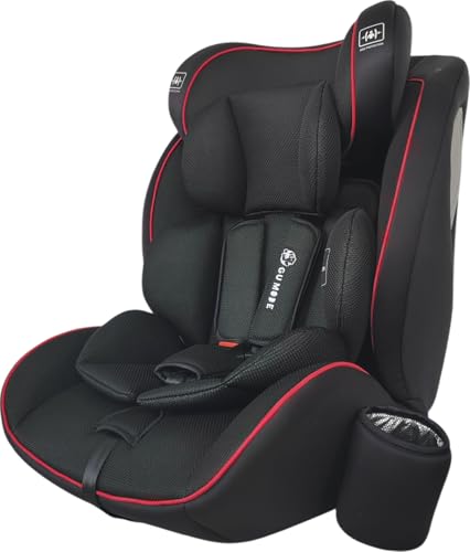 ＧＵ ＭＯＤＥ チャイルドシート ジュニアシート 1歳頃～12歳(身長76-150cm) R129適合 5年保証 保温保冷ドリンクホルダー付き ロングユース ヘッドレスト13段階調整可能 取付簡単 メッシュタイプ (レッド・ブラック) 画像1