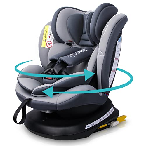 Reecle チャイルドシート 360° 回転式 新生児~12歳頃 (0~36kg) ISOFIX対応 シートベルト固定 (グレー) 1枚目 画像