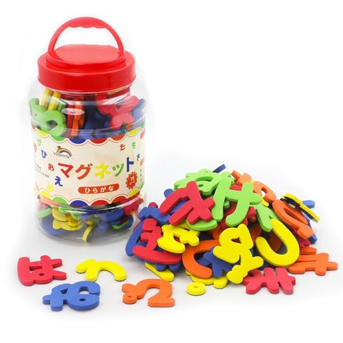VoSinrly ひらがな マグネット 76ピース, 日本語 あいうえお 磁石, お風呂・冷蔵庫・ホワイトボード対応, 幼児 知育玩具, モンテッソーリ学習, 言葉・文字遊び, 収納ボトル付き 画像1