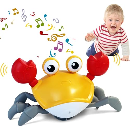 JUYEE カニ おもちゃ 赤ちゃん 子供 3歳4歳5歳 動く玩具 這うカニ 知育玩具 男の子 女の子 プレゼント 音楽 ハイハイ期 センサー付き 障害物回避機能 (電池式) 画像1