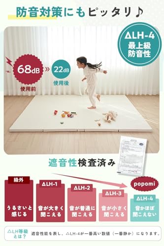 【ひよこクラブ掲載】popomi（ポポミ） プレイマット CLEAN (オールアーモンド, 120×160cm) 中間 画像