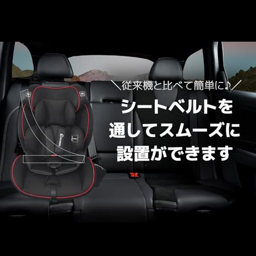 ＧＵ ＭＯＤＥ チャイルドシート ジュニアシート 1歳頃～12歳(身長76-150cm) R129適合 5年保証 保温保冷ドリンクホルダー付き ロングユース ヘッドレスト13段階調整可能 取付簡単 メッシュタイプ (レッド・ブラック) 中間 画像