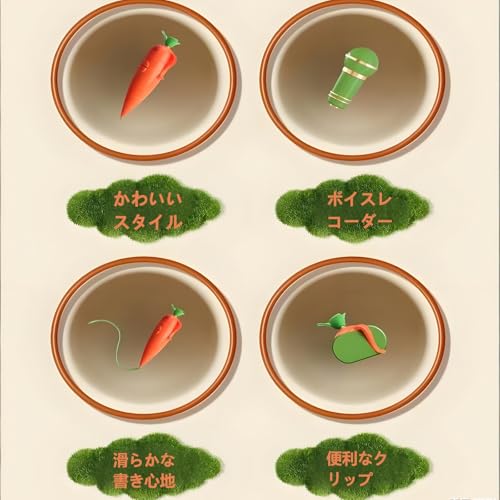 にんじんペン 2 in 1 の書き込みと録音ペン クリップ付きのかわいいボールペン 愛らしい文房具 子供や学生へのプレゼントに最適 男の子にも女の子にも適しています(1) 中間 画像