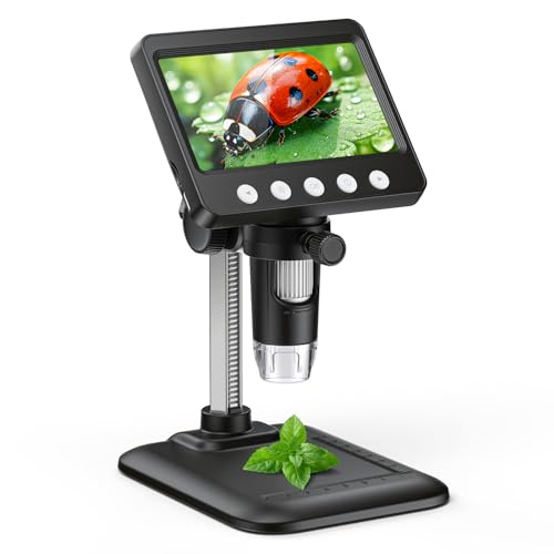 CIMELR デジタル 顕微鏡 4.3" コイン顕微鏡 50-1000倍 充電式USB 電子 拡大鏡 内視鏡 マイクロスコープ 8 LED PC接続可能 可能 Windows対応 USB顕微鏡 肌チェック/生物観察/回路基板修理/細かい部品チェック実験に 【日本語説明書】-376 顕微鏡 画像1