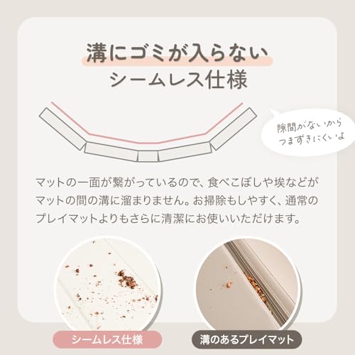 アンジュスマイル 折りたたみ プレイマット (160×120 厚み4cm / グレー) 溝ができないシームレス 軽量 大判 ベビーマット (衝撃吸収/お手入れ簡単/防水 防音) 床暖房対応 室内遊び 赤ちゃん 子供 中間 画像