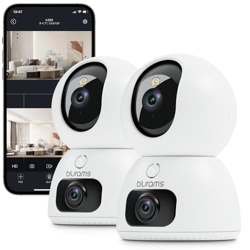 【2in1デュアルレンズ・ワンタッチ通話】 ペットカメラ 見守りカメラ 防犯カメラ 室内 blurams デュアル300万画素 2K フルカラー暗視 音声/人体/動体検知 自動追尾 360°監視 双方向通話 室内カメラ 監視カメラ スマホ連動 SDカード/クラウド保存 家庭用 2.4G/5G wifiカメラ ネットワークカメラ Alexa対応 3年保証 日本語説明書 (デュアルレンズ・2台セット) 1枚目 画像