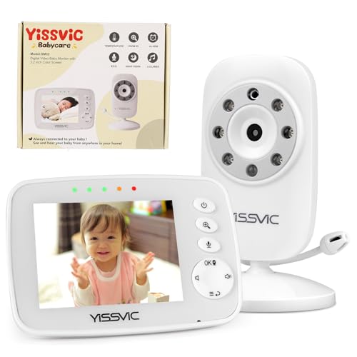 YISSVIC ベビーモニター 見守りカメラ 遠隔監視ベビーカメラ 双方向音声通信 暗視機能付き 出産祝いプレゼント VGA30万 屋内での使用 タイマー機能 日本語取扱説明書付き (3.2インチ) 画像1