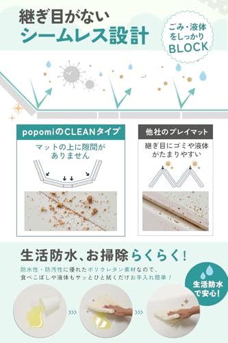【ひよこクラブ掲載】popomi（ポポミ） 抗菌プレイマット CLEAN (アイボリー, 120×160cm) 中間 画像