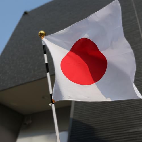 [家庭用 国旗セット] 日の丸 68×90cm すぐに使えるフルセット 取付簡単 綿100％ 自宅 玄関 掲揚 最後 画像