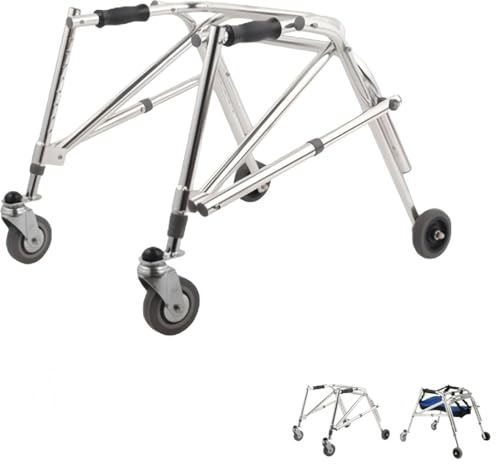 Angoda 小児用歩行器 コンパクト 一方向折りたたみ ローラー設計 高さ調整可能 シート付き リハビリ補助 トレーニング使用 (ロータイプ歩行器＋座布団) 画像1