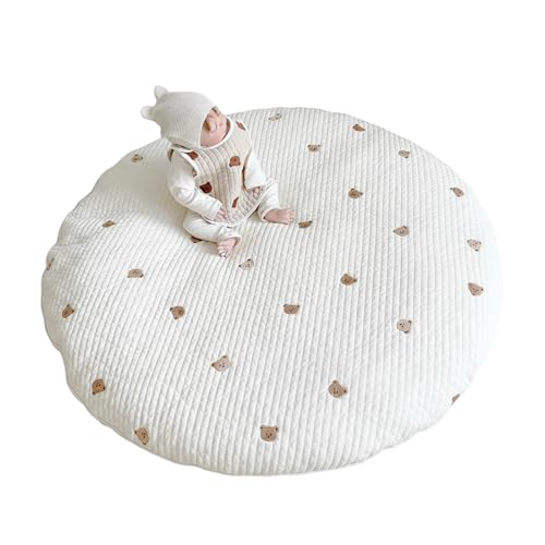 Figfey プレイマット ベビーマット お昼寝 サニーマット イブル 円形 洗える 綿 コットン キルティング オールシーズン 付け替え カバー ベビー 赤ちゃん 出産祝い 月齢フォト (約直径85×厚さ3cm) 画像1