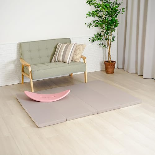 アンジュスマイル 折りたたみ プレイマット (160×120 厚み4cm / グレー) 溝ができないシームレス 軽量 大判 ベビーマット (衝撃吸収/お手入れ簡単/防水 防音) 床暖房対応 室内遊び 赤ちゃん 子供 画像1