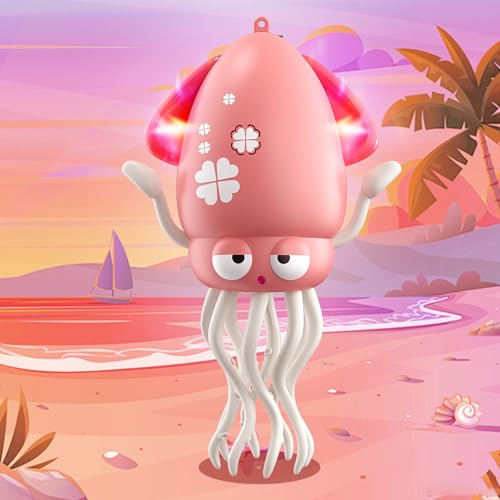 ダンシング イカおもちゃ 動く 電動おもちゃ 踊るタコ LEDライト＆音楽付き 子供向けロボット 障害物回避センサー搭載 動く 踊る 玩具 シェイク ダンシング 知育玩具 プレゼント (ピンク) 画像1